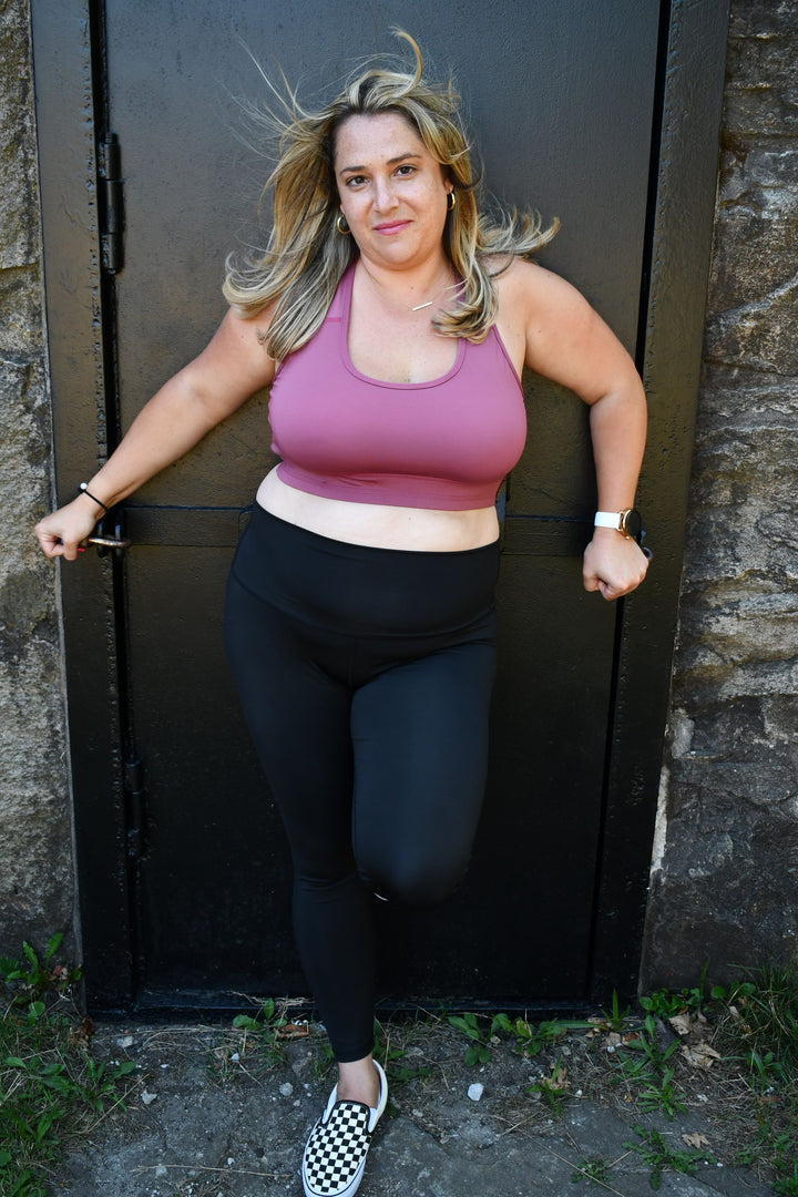 bubblegum pink plus size sports bra 