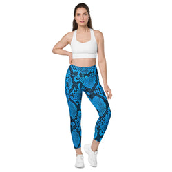 Blue Python Leggings with Pockets | All Sizes