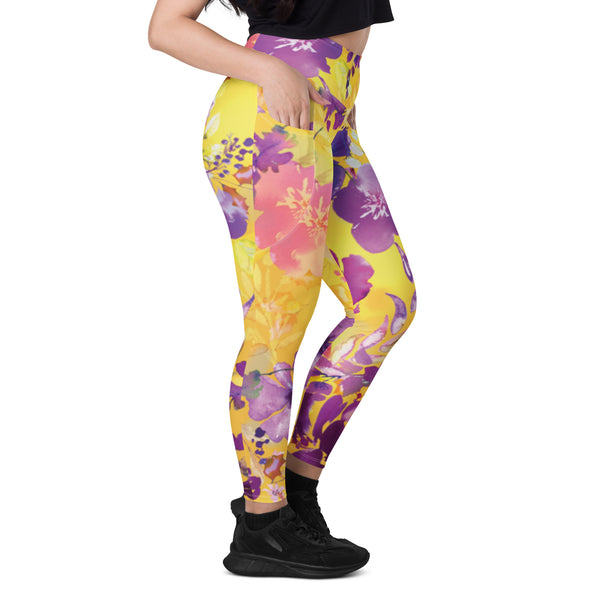 SHE REBEL - Yellow Chinoiserie Leggings with Pockets | All Sizes