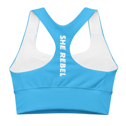SHE REBEL - Lightning Blue Longline Sports Bra