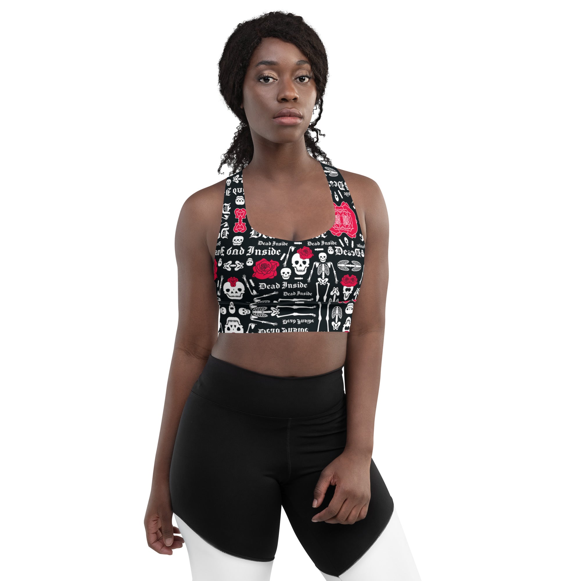Dead Inside Skull & Roses Longline Sports Bra