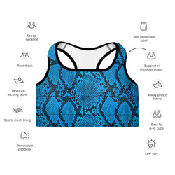 SHE REBEL - Blue Python Sports Bra