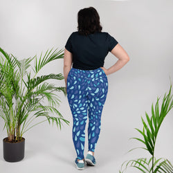 Blue Petals Print Leggings | Plus Size