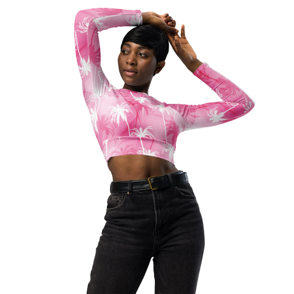 SHE REBEL - Pink Tropics Recycled Crop Top UPF 50+