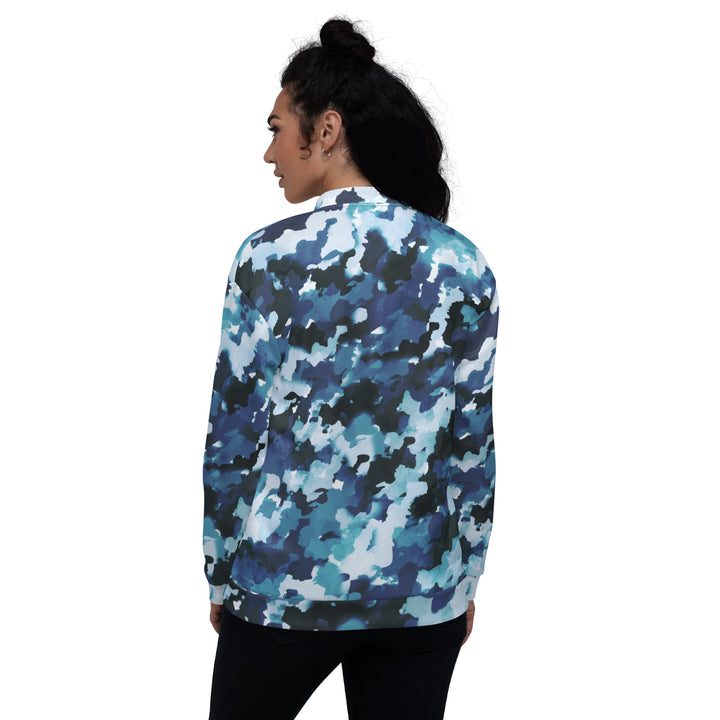 Blue Camo Unisex Bomber Jacket
