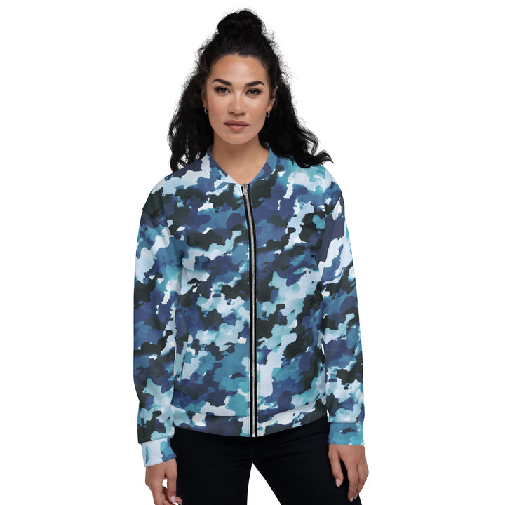 Blue Camo Unisex Bomber Jacket