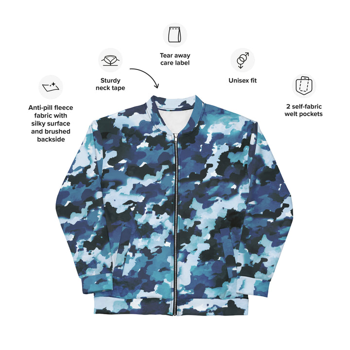 Blue Camo Unisex Bomber Jacket
