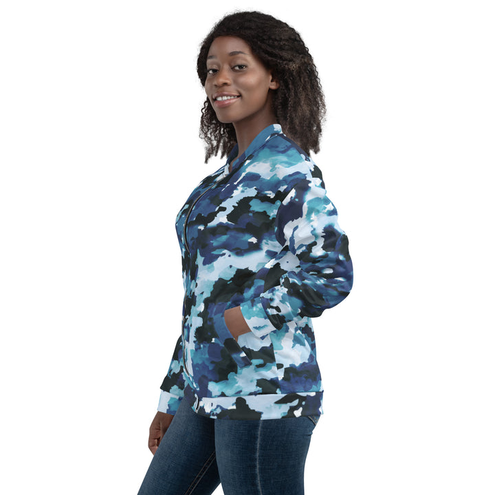 Blue Camo Unisex Bomber Jacket