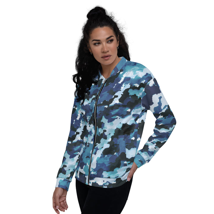 Blue Camo Unisex Bomber Jacket