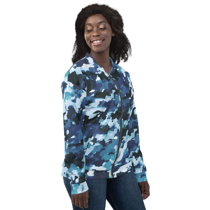 Blue Camo Unisex Bomber Jacket