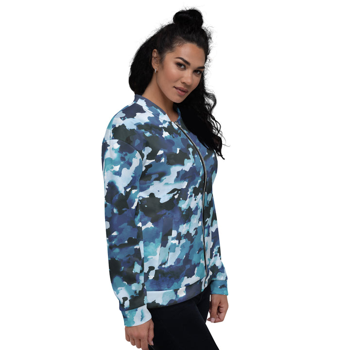 Blue Camo Unisex Bomber Jacket