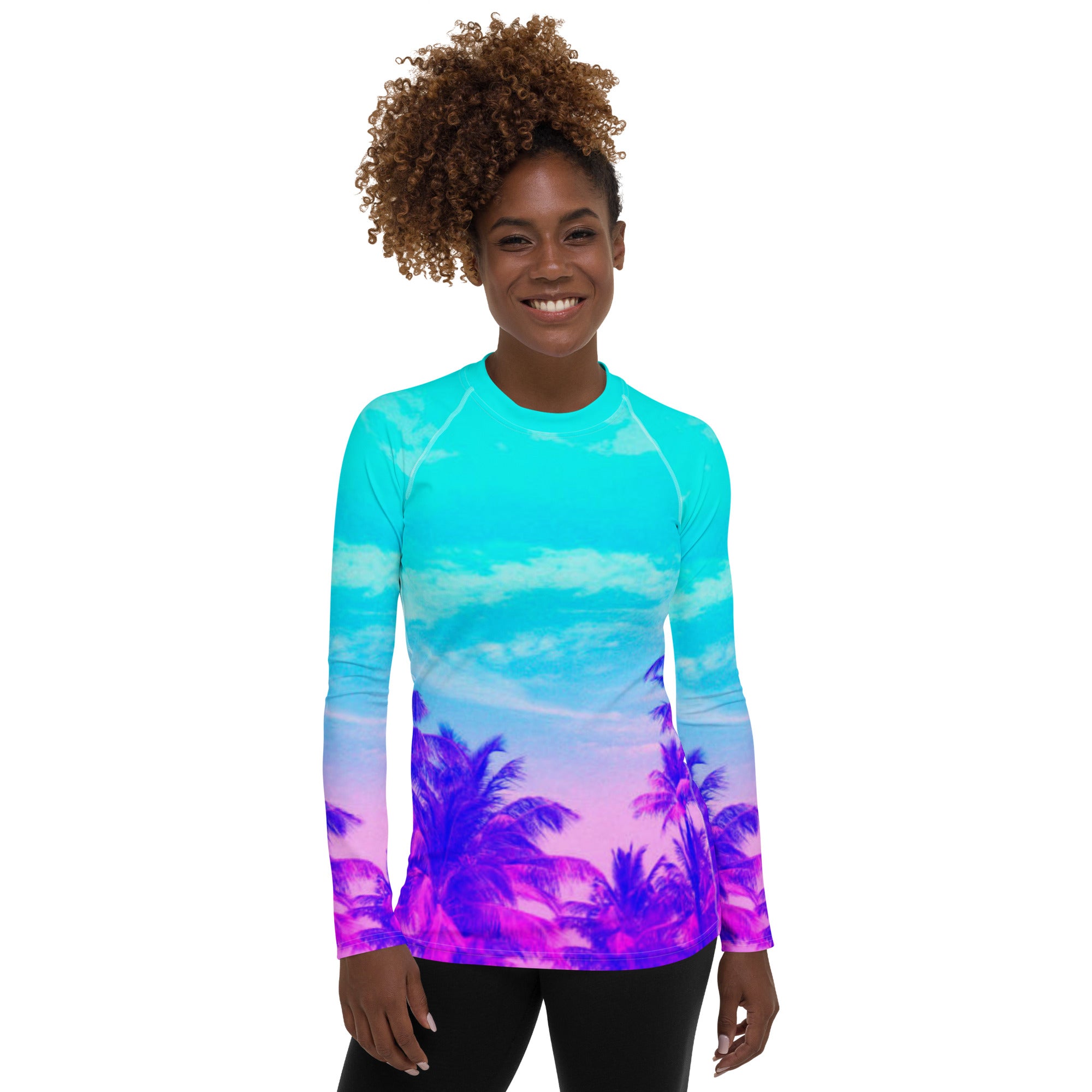 Palm Tree Performance Rash Guard UPF 50+