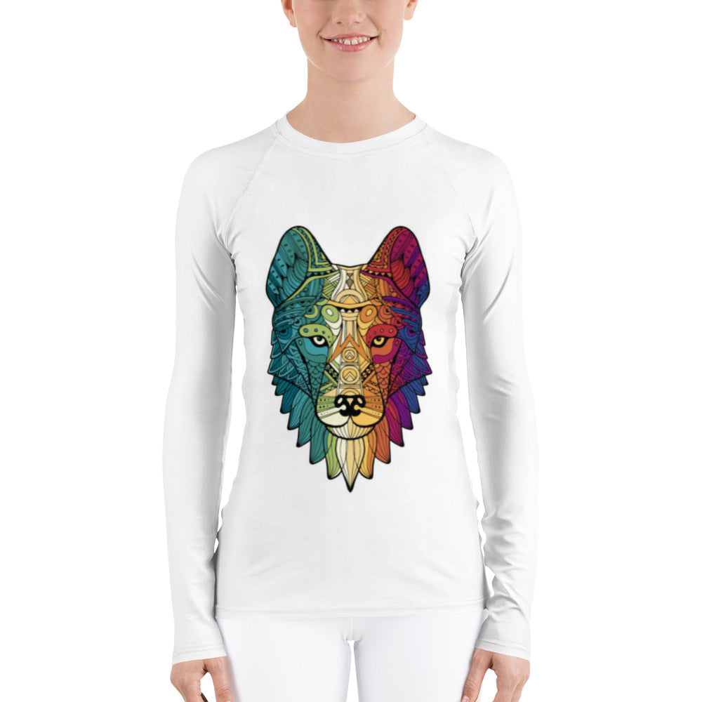Multicolored Wolf Performance Rash Guard UPF 50+