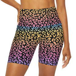 Rainbow Leopard Print Yoga Shorts