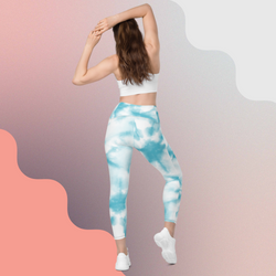Blue Clouds Leggings with Pockets