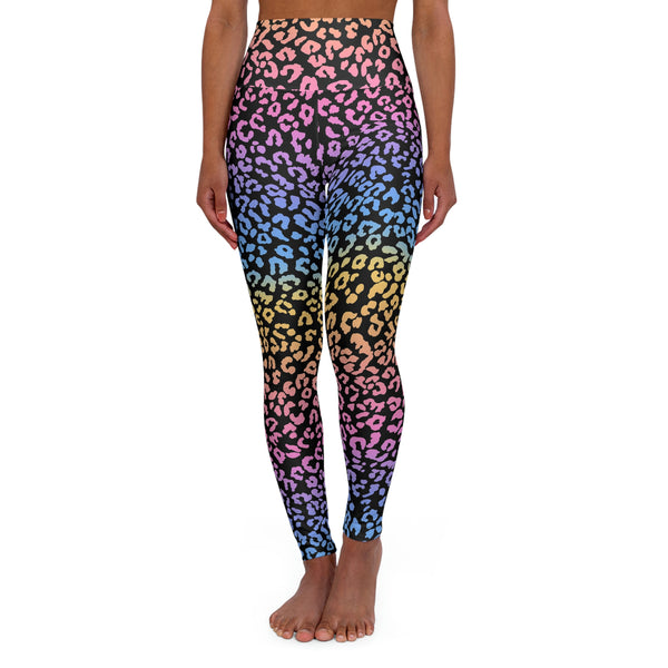 SHE REBEL - Rainbow Leopard Print Yoga Leggings
