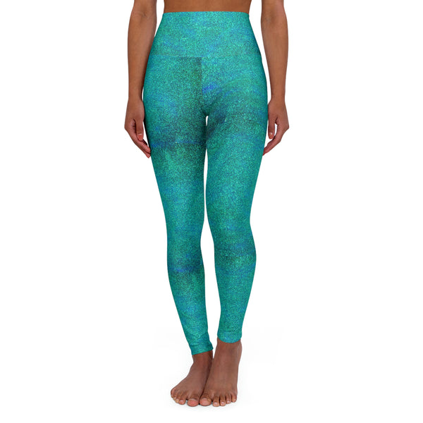 SHE REBEL - Turquoise Glitter Yoga Leggings