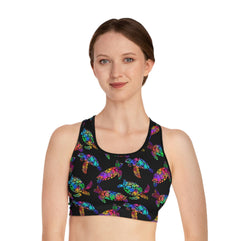 Neon Sea Turtle Sports Bra