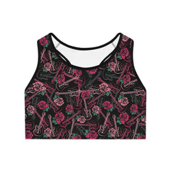 Guitars & Roses Sports Bra