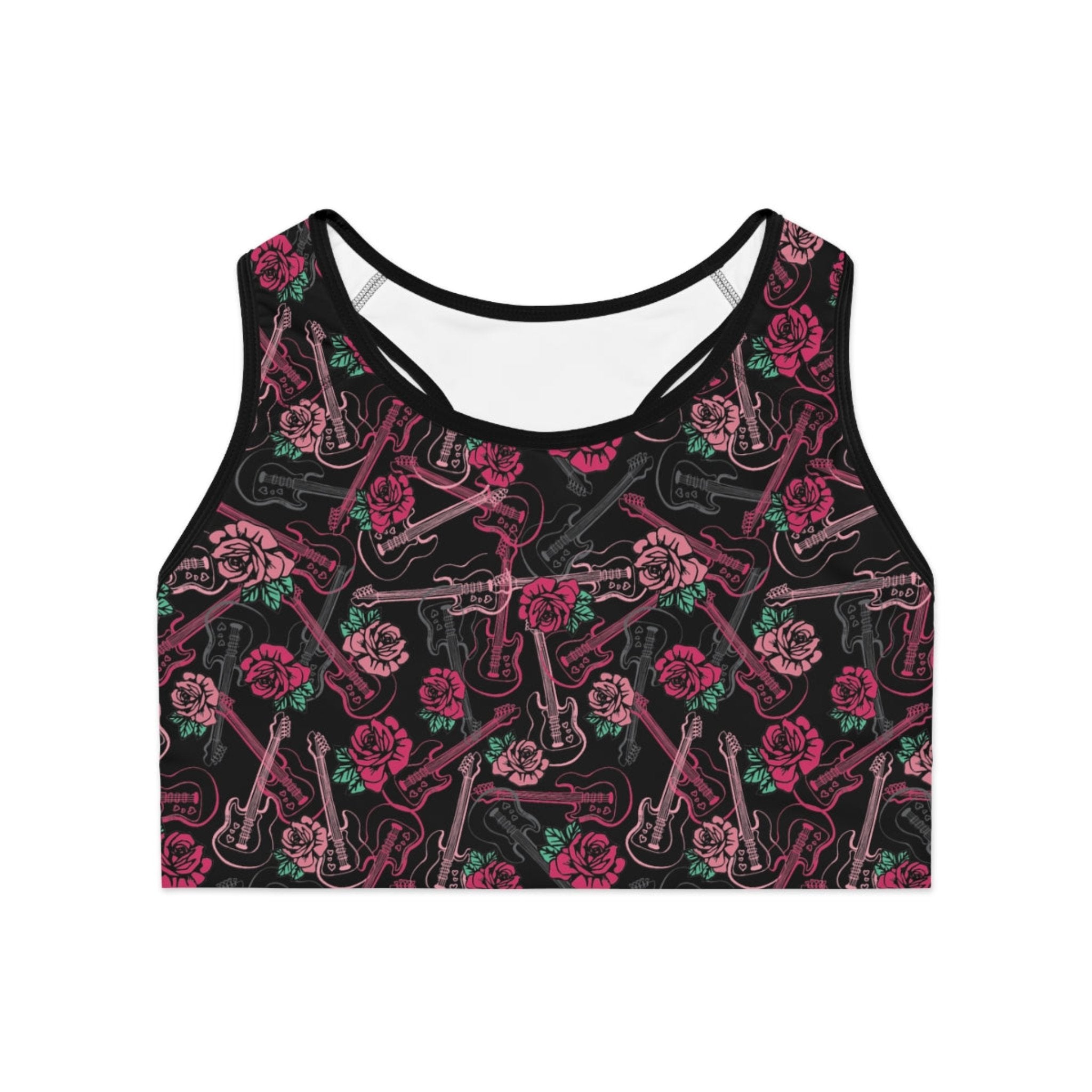 Guitars & Roses Sports Bra