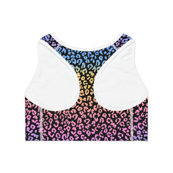 Rainbow Leopard Print Sports Bra