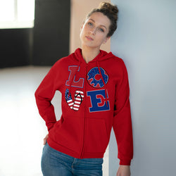 Patriotic Love Unisex Zip Up Hoodie