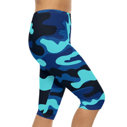 Brilliant Blue Camo Capri Leggings