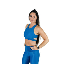 THE ASH - Shiny Blue Flex X-Back Sports Bra