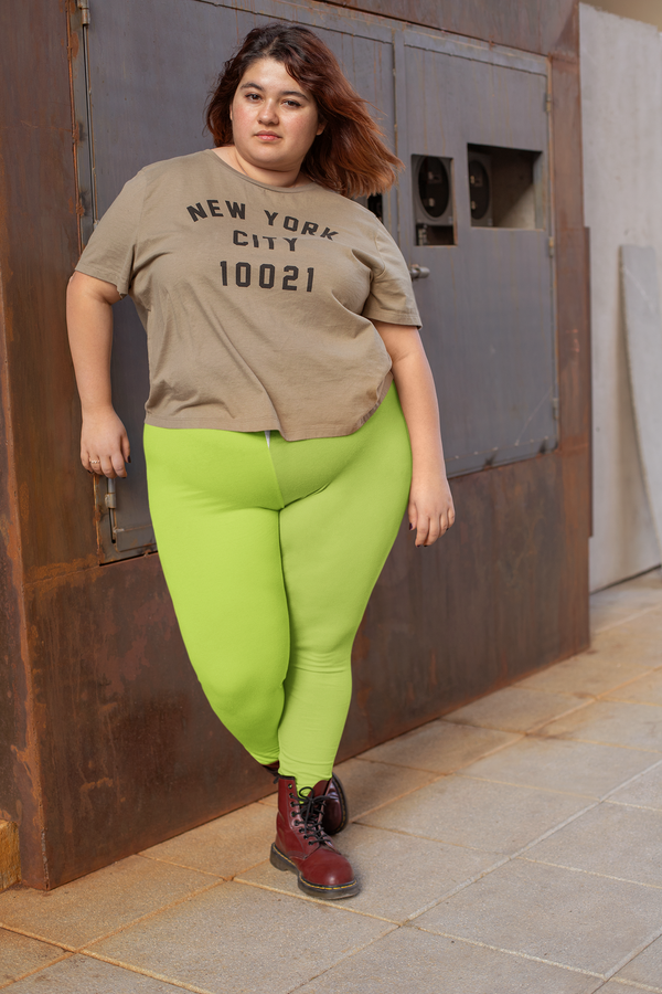 SHE REBEL - Mindaro Lime Green Leggings | Plus Size