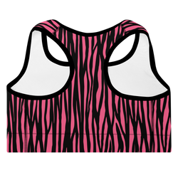 Hot Pink Zebra Print Sports Bra