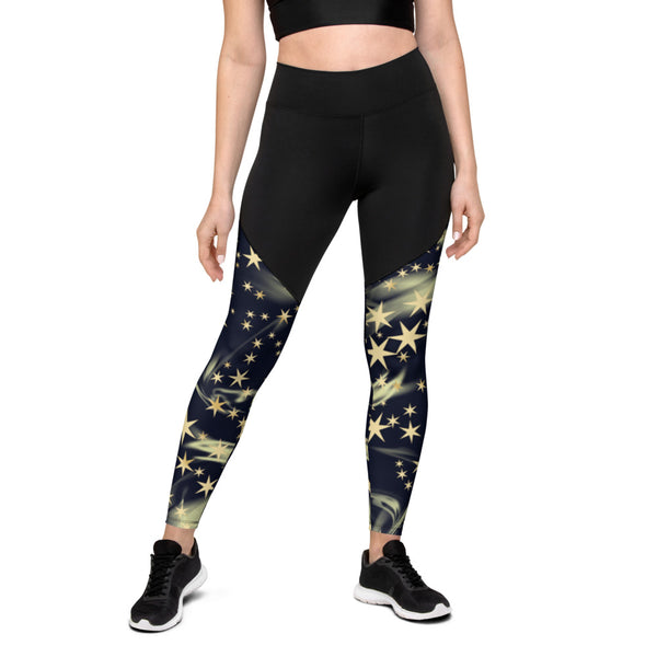SHE REBEL - Starry Night Sporty Compression Fit Leggings W/Pocket