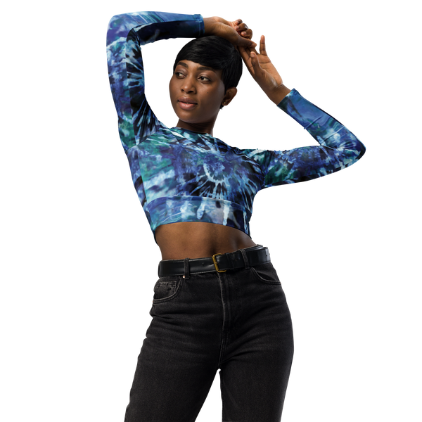 SHE REBEL - Brilliant Blue Tie Dye Crop Top UPF 50+