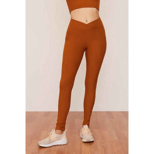 Turmeric Crossover Leggings With Pocket