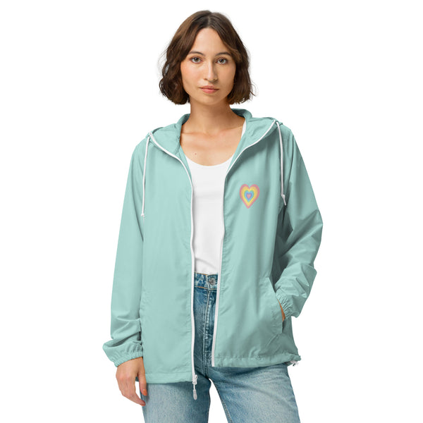 Love Heart Unisex Zip Up Windbreaker